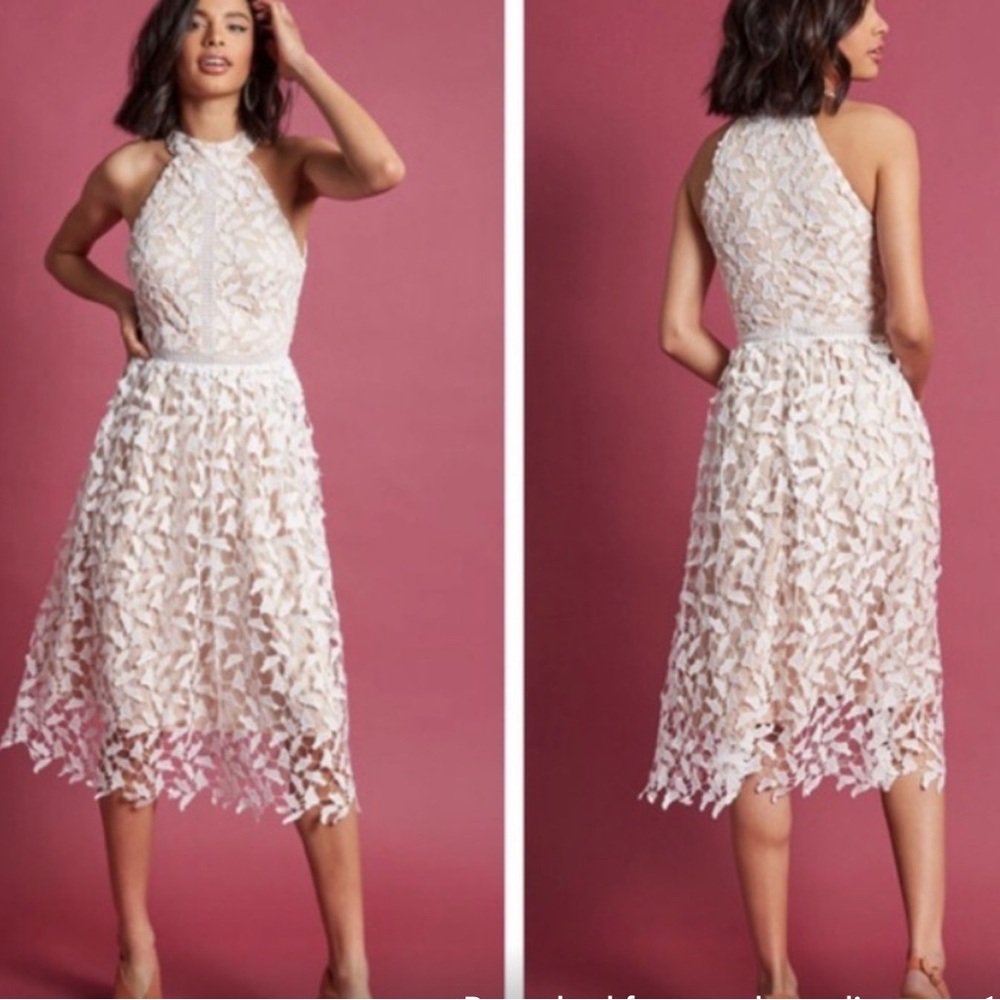 Chicwish Pink and White Midi Dress